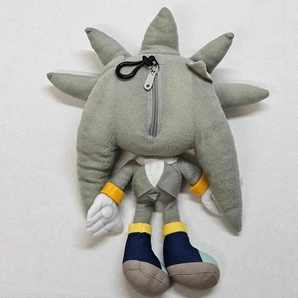 Silver Sonic Hedgehog‎ Plush Toy Stuffed Animal Accessory Backpack SEGA Preloved